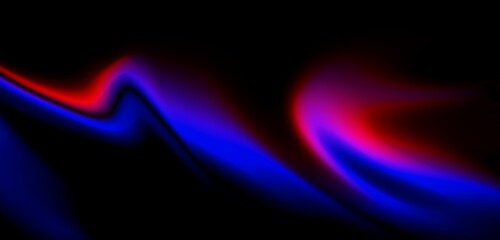 Dark blue digital abstract background with ultraviolet neon glow, blurry light lines, waves