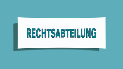 Rechtsabteilung (Legal Department) - A card isolated on light green background.