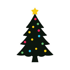 vector illustration of a Christmas tree decorated with lights