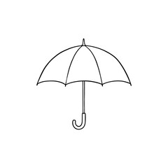 Simple line drawing of an umbrella on white background  