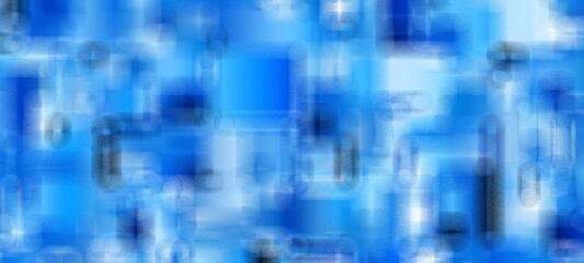 Abstract modern blue noise background design with layers of textured white transparent material in triangle diamond and squares shapes in random geometric pattern