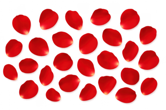 Falling red rose petals transparent background