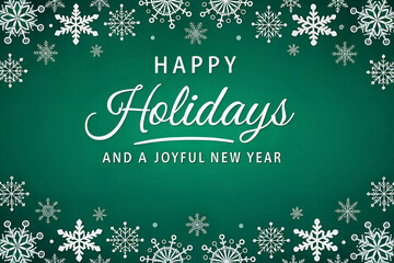 Green Happy Holidays and Joyful New Year Vector Illustration