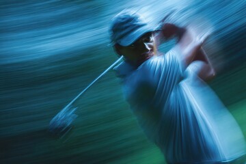 Dynamic Golfer in Action Swing with Motion Blur Artistic Sports Shot