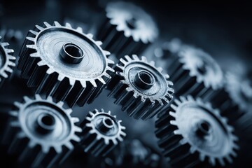 Shiny Metallic Gears in Abstract Mechanical Composition