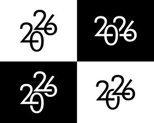 happy new year 2026 black and white vector