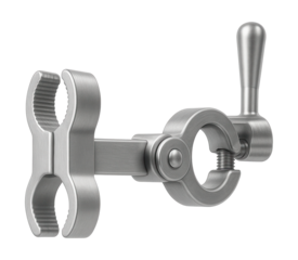 Swivel aluminum clamp holder for accurate test tube positioning in research.