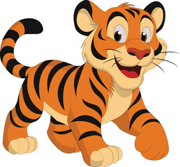 Cute Cartoon Tiger Vector Illustration