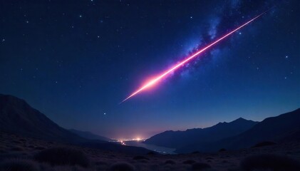 Fototapeta premium Shooting Star Illuminates Dark Night Sky Breathtaking Celestial Event Photography