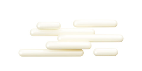 3d fog icon symbol. Beige plastic mist isolated on white background. Geometric rounded horizontal rectangle foggy shapes for low visibility weather forecast. Trendy cute elements. Vector illustration