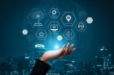 AI learning system involves deep learning, supervised machine learning, and natural language processing. AI learning diagram shows how AI advances learn in automation and data processing. Spline