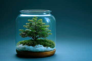 Miniature ecosystem captured within glass container showcases lu