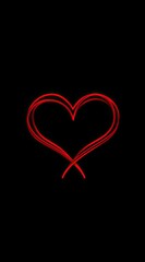 A red infinity symbol with an outline of a heart, set against a black background