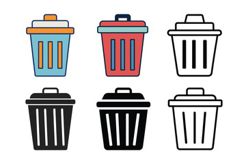 Bin vector icon set