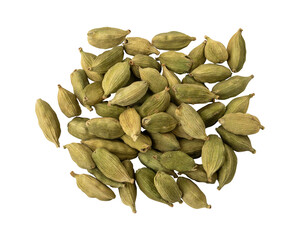 Green cardamom pods isolated on transparent background