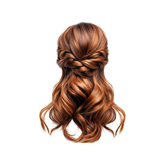 Naklejka premium Elegant Braided Hairstyle Long Wavy Hair. Beauty And Haircare Inspiration. Isolated On Transparent Background