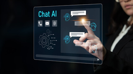 AI chatbot interface facilitates communication, chatbot, and AI interaction for automated user support and information exchange Latch