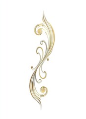 A simple golden line art frame with ornate swirls on the left and right sides, no background