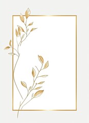 A simple, golden, thin frame with an elegant border, a white background, in a vector style
