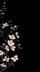 A simple, minimalistic illustration of an elegant corner design with flowers 