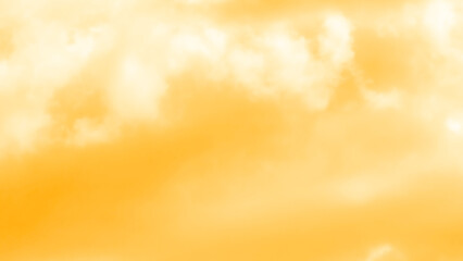 Yellow golden sky pastel with fluffy cloud. Summer sunset nature landscape. Beautiful sunrise background. Cloudscape gradient abstract.