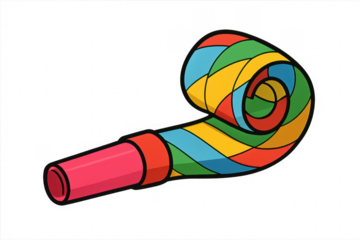 Colorful party blower celebrating festive birthday event