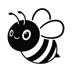 Vector art of cute cartoon bee with black and white stripes