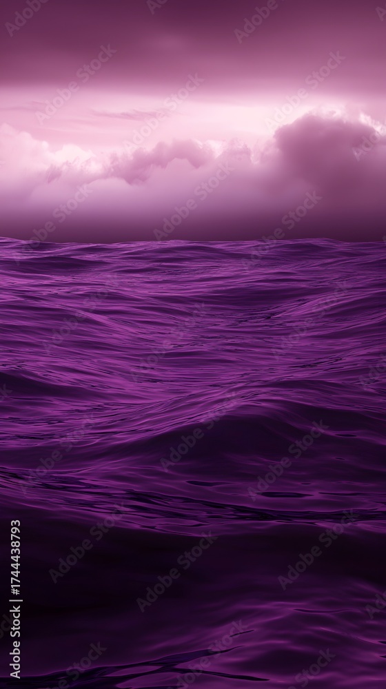 Canvas Prints smooth purple and black gradient ocean with dramatic clouds above