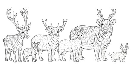 Naklejka premium deer illustration black and white
