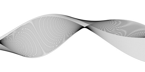 Abstract grey smooth element wavy modern curve lines on transparent background. Digital frequency track equalizer. Abstract frequency sound wave lines, twisted curve lines and technology background.	