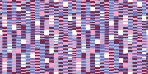 Striped plaid hand drawn pattern. Checkered rough ornament vector illustration. Patchwork color cottagecore design for textile, fabric, wrapper, packaging, background.