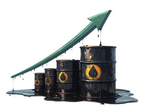 oil barrel isolated on white background,petrol varilleri ve y&uuml;kselme grafiği