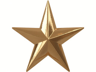 Obraz premium A single shiny metallic gold five pointed star against a white background