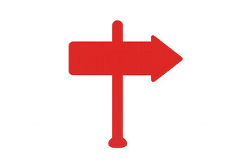 Red pointer sign directing right, showing guidance, wayfinding, and a chosen way forward on transparent background