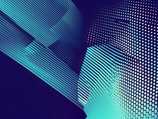 Abstract Teal and Blue Gradient Background with Stripes and Dots