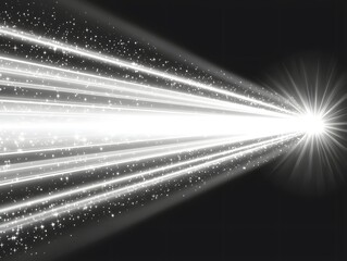 Horizontal White Laser Beams with Bright Flares and Sparkles