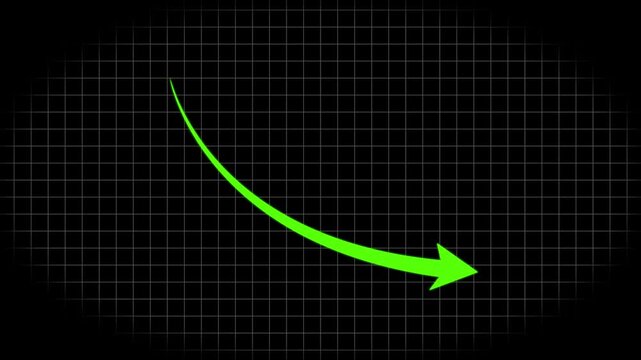 Down curve arrow animation, Falling prices concept arrow animation.