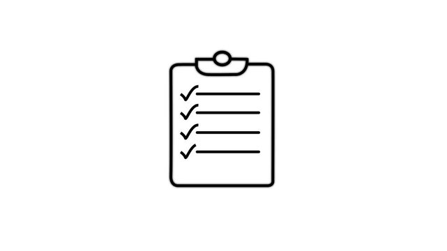 Checklist check mark icon on to do list document paper animation background.