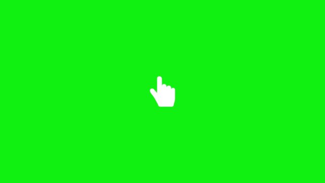 Mouse pointer hand click icon animation. Clicking finger icon on white background.