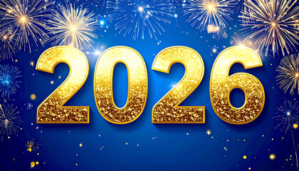 Jahreszahl 2026 gold, Hintergrund Silvester 