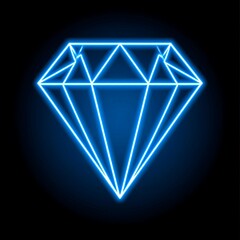 Neon blue diamond outline on dark background