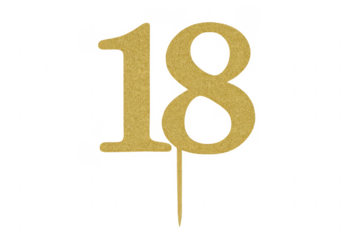 Golden glitter 18 cake topper celebrating milestone birthday
