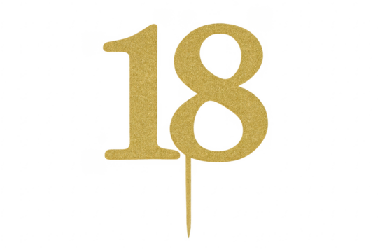 Golden glitter 18 cake topper celebrating milestone birthday