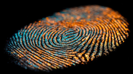 Colorful fingerprint on black background