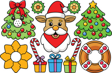 Festive christmas collection vector illustration scalable eps icon set for holiday design isolated on transparent background