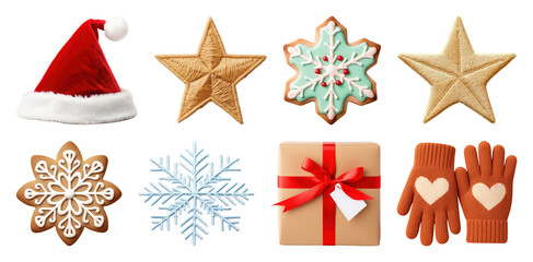 Obraz premium PNG Festive holiday cookies and gifts, element set on transparent background