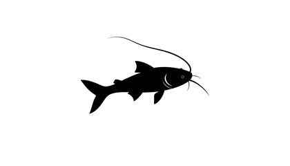 Silhouetted catfish, simple design