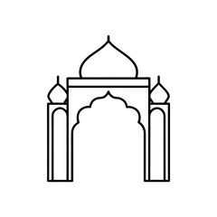 Outline of an arched doorway on transparent background