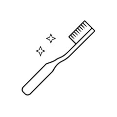 Toothbrush with sparkling stars on transparent background
