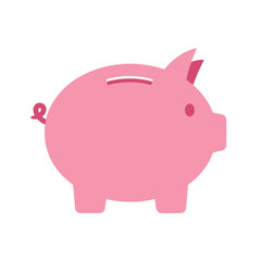 Minimalist Flat Design Pink Piggy Bank Vector Illustration for Money Saving and Financial Growth Concepts